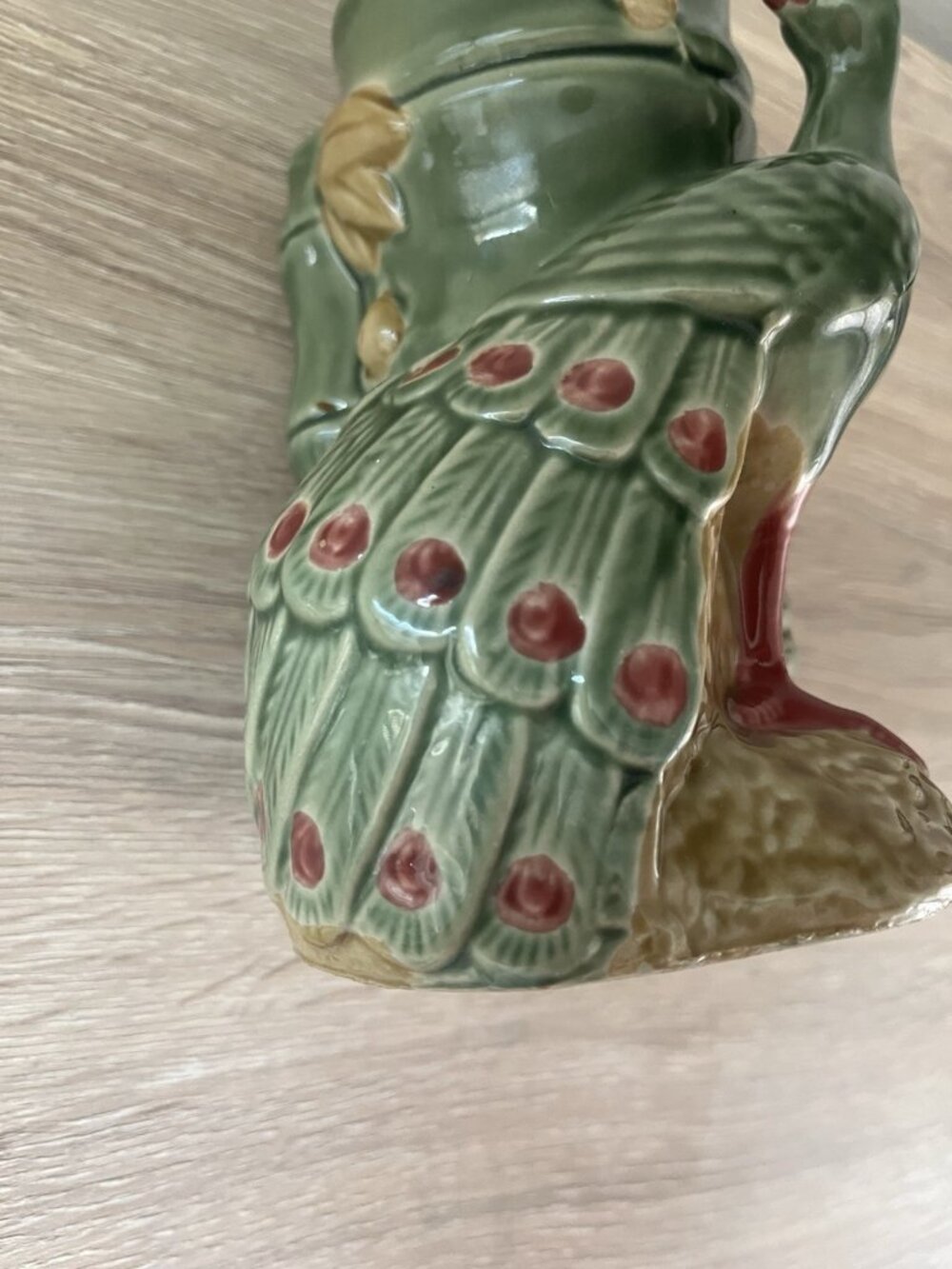 Vintage Tiki Mid Century Japanese Peacock Bamboo Planter Vase Ceramic 1950s  60s - Picture 7 of 13